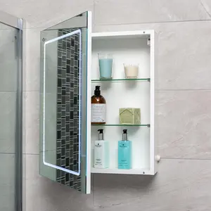 Midas Single LED Bathroom Mirrored Wall Cabinet (H)63cm (W)50cm