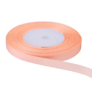 15mm Peach Double Sided Satin Polyester Ribbon Roll, 25 metres