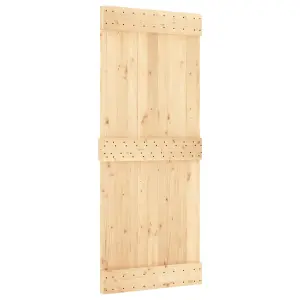 Berkfield Sliding Door with Hardware Set 85x210 cm Solid Wood Pine