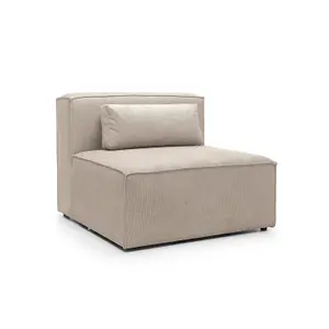 Doris Armless Chair Module in Beige Cord Chenille