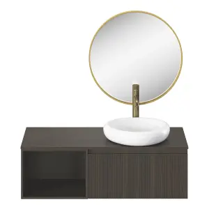 GoodHome Tisa Gold effect Round Wall-mounted Bathroom Mirror (H)60cm (W)60cm