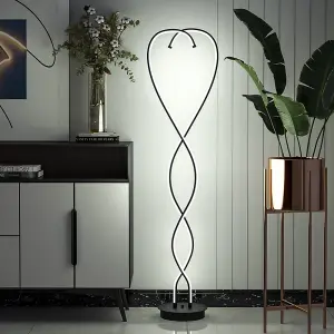 Black Decorative Swirling LED Floor Lamp Floor Light Living Room Standing Light 155CM