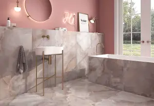 Onyx Coral Pink XL 600mm x 1200mm Porcelain Wall & Floor Tiles (Pack of 2 w/ Coverage of 1.44m2)