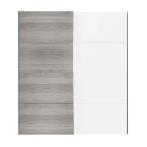 Atomia Panelled Grey & white oak effect 2 door Sliding Wardrobe Door kit (H)2250mm (W)2000mm