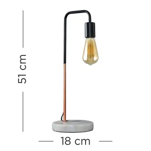 ValueLights Talisman Retro Style Black Copper Metal and White Marble Floor Lamp Base