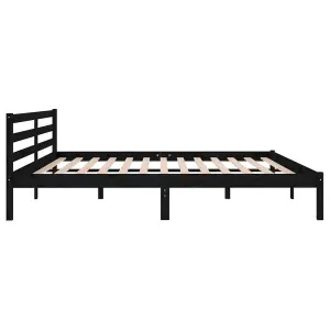 Berkfield Day Bed Solid Wood Pine 200x200 cm Super King Black