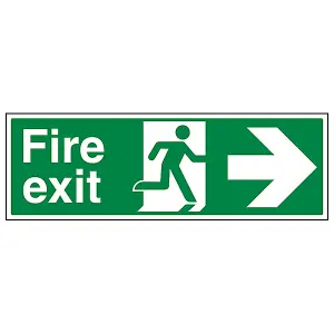 FIRE EXIT Safety Sign Arrow Right - 1mm Rigid Plastic- 450 X 150mm