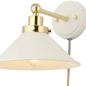 Getty Matt White Gold effect Plug-in Wall light