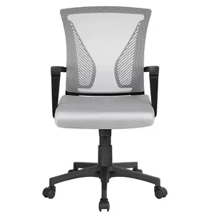 Yaheetech Ergonomic Mesh Office Chair with Mid-Back 360 Degree Rolling Casters Height Adjustable - Light Grey