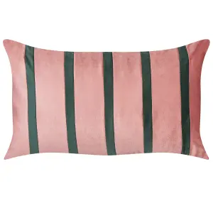 Set of 2 Cushions CRODYLINE Velvet 35 x 60 cm Striped Pink