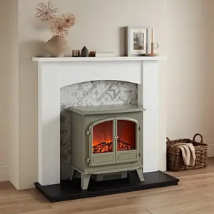 Focal Point Nebraska White & black MDF Artisian Fireplace surround set