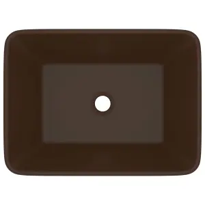 Berkfield Luxury Wash Basin Matt Dark Brown 41x30x12 cm Ceramic