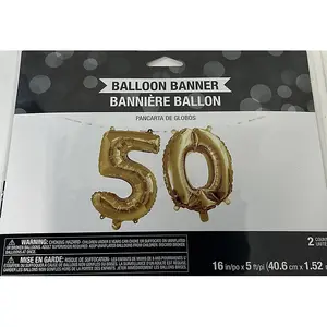 Creative Party Plastic Number 50th Birthday Foil Balloon Gold (One Size)