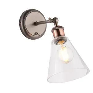 Haven Aged Pewter and Aged Copper Industrial 1 Light Wall Light