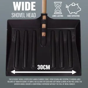 1.3M Snow Shovel - Pusher Scooper Garden Car Spade Winter 130Cm - Heavy Duty Wooden Handle, Durable Plastic Spade