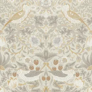 William Morris Powdered Neutral Strawberry Thief Smooth Wallpaper