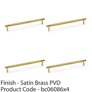 4 PACK - Knurled T Bar Door Pull Handle - Satin Brass - 192mm Centres Premium Drawer