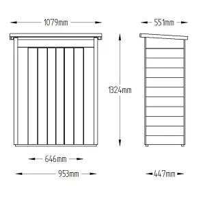 Forest Garden 600L Tongue & groove Pent Garden storage 1215mm 1080mm