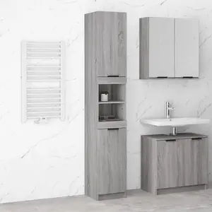 Berkfield Bathroom Cabinet Grey Sonoma 32x34x188.5 cm Engineered Wood