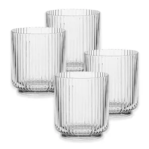 Acrylic Plastic 15oz Ribbed Drinking Tumbler - Set of 4