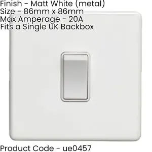 2 PACK 1 Gang 20A Single Light Switch SCREWLESS MATT WHITE 2 Way Slim Rocker