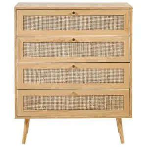 Rattan 4 Drawer Chest Light Wood PEROTE