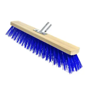 Heavy Duty Garden Broom Head, Outdoor 12" Synthetic Hard Bristle Sweeping Brush for Cleaning Gardens, Yards, Patios (Blue)