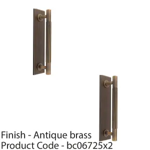 2 PACK - Lined Reeded Drawer Pull Handle & Matching Backplate - Antique Brass 168 x 40mm