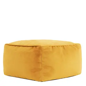 icon Sirena Scallop Chair Bean Bag and Footstool Ochre Yellow Velvet Bean Bags