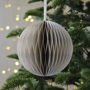 White Paper Round Bauble (D) 150mm