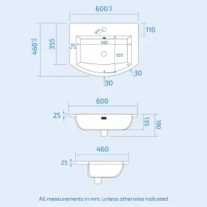 Nes Home Dene 600mm Freestanding Basin Vanity Unit White