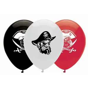 Creative Party Latex Pirate Balloons (Pack of 6) Red/Black/White (One Size)