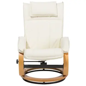 Massage Chair with Footstool MAJESTIC Faux Leather Light Beige