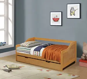 Comfy Living 3ft Single Caramel Wooden Trundle Bed