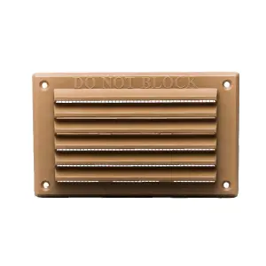 Buff Louvre Air Vent 6" x 3" Plastic Grille with Removable Flyscreen Cover