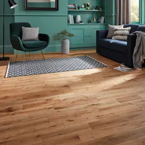 GoodHome Laholm Blonde Oak effect Oak Solid wood flooring, Pack of 19, 1.008m²