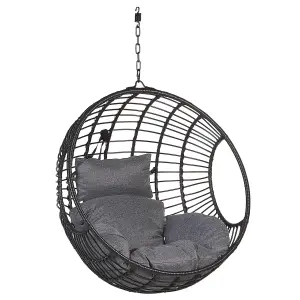 Hanging Chair with Stand ASPIO PE Rattan Black