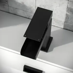 Nes Home Waterfall Basin Mono Mixer Tap Matte Black Bathroom Sink Faucet