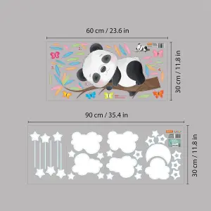 Walplus Combo Kids - Sleepy Panda With White Baby Sky Wall Sticker PVC