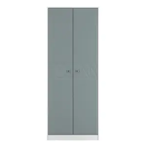 San Jose Ready assembled Contemporary Duck egg blue & white Tall Double Wardrobe (H)1960mm (W)740mm (D)520mm