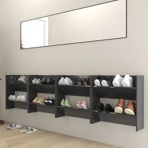 Berkfield Wall Shoe Cabinets 4 pcs Grey 60x18x60 cm Engineered Wood