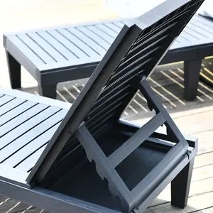 Adjustable Backrest Sun Lounger - Black