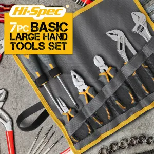 Hi-Spec 7pc Pliers & Spanner Wrench Home Hand Tool Kit Set. Repair Basics with Cutters and Screwdrivers in a Bag Holder