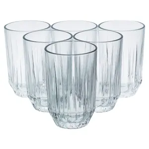 Queensway Home & Dining Height 12cm Set of 6 Clear 350ml Tall Drinking Glasses Tumblers Water Spirits Cordial Juice Milk