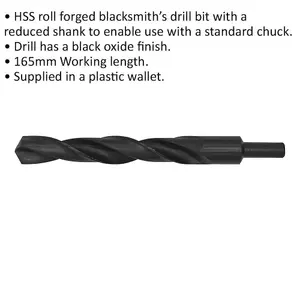 High-Quality 24 x 230mm HSS Roll Forged Blacksmith Drill Bit with Reduced Shank