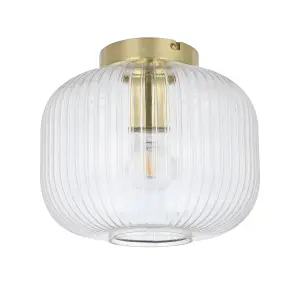 GoodHome Satin Glass & metal Brass effect Ceiling light