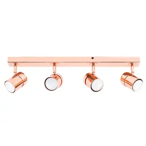 ValueLights Rosie Copper Ceiling Bar Spotlight and GU10 Spotlight LED 5W Cool White 6500K Bulbs