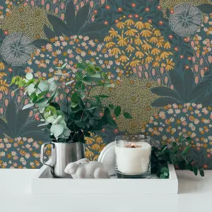 Galerie Fusion Green Forest Bloom Motif Wallpaper