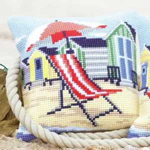 CUSHION BEACH CHAIR - Cross Stitch Kit: Cushion: Beach Chair - Vervaco