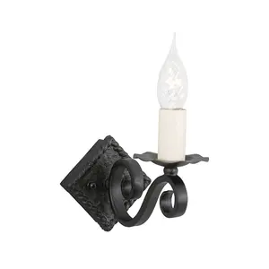 Elstead Rectory 1 Light Indoor Candle Wall Light Black, E14